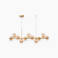 Pendant Chandelie Glass Globe Bubble 11 Light Amber Gold