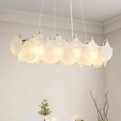 Pendant Chandelier Frosted Glass Ginkgo Leaves Dining Hall