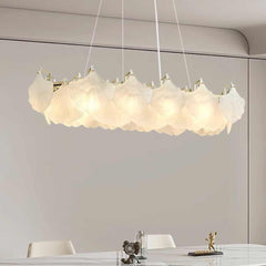 Pendant Chandelier Frosted Glass Ginkgo Leaves Dining Room