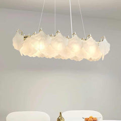 Pendant Chandelier Frosted Glass Ginkgo Leaves Dining Table