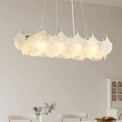 Pendant Chandelier Frosted Glass Ginkgo Leaves Room
