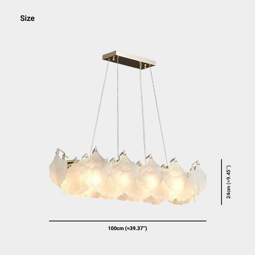 Pendant Chandelier Frosted Glass Ginkgo Leaves Size