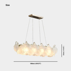 Pendant Chandelier Frosted Glass Ginkgo Leaves Size