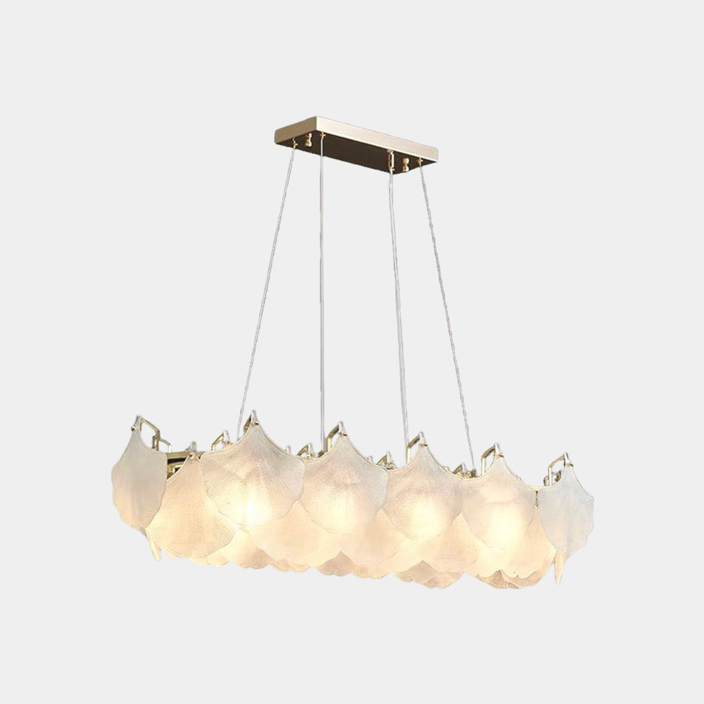Pendant Chandelier Frosted Glass Ginkgo Leaves