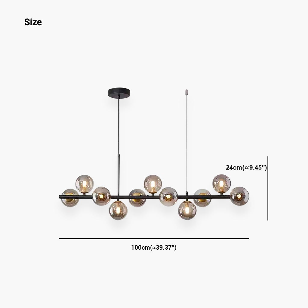 Pendant Chandelier Glass Globe Bubble 11 Light Clear Black Size