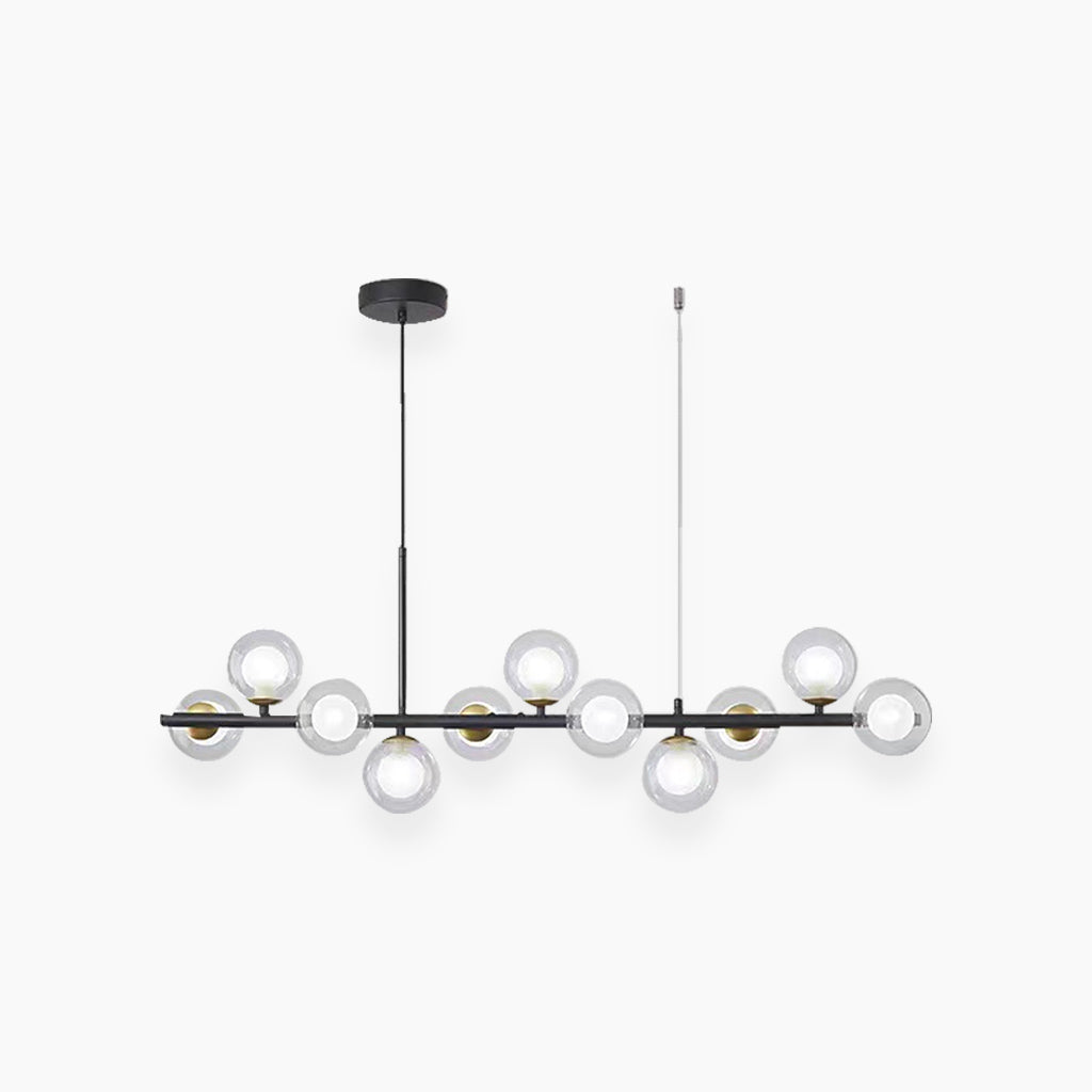 Pendant Chandelier Glass Globe Bubble 11 Light Clear Black