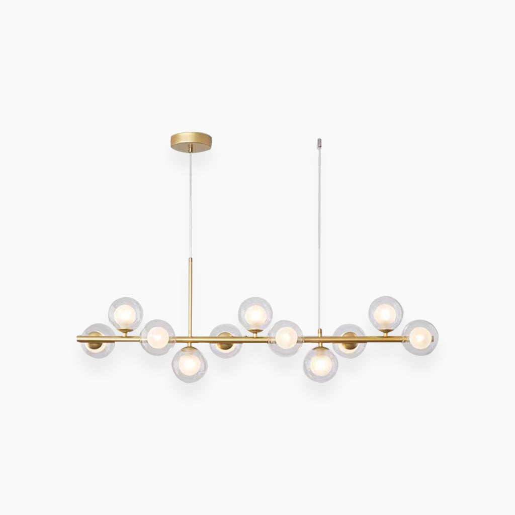 Pendant Chandelier Glass Globe Bubble 11 Light Clear Gold