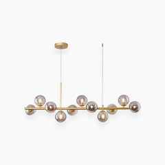 Pendant Chandelier Glass Globe Bubble 11 Light Smoky Grey Gold