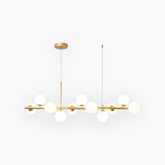 Pendant Chandelier Glass Globe Bubble 11 Light White Gold