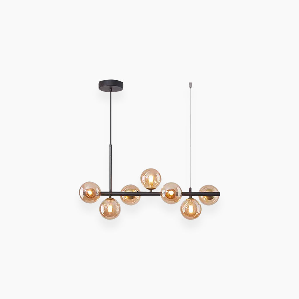 Pendant Chandelier Glass Globe Bubble 7 Light Amber Black