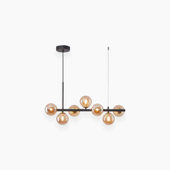 Pendant Chandelier Glass Globe Bubble 7 Light Amber Black