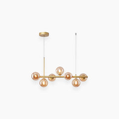 Pendant Chandelier Glass Globe Bubble 7 Light Amber Gold