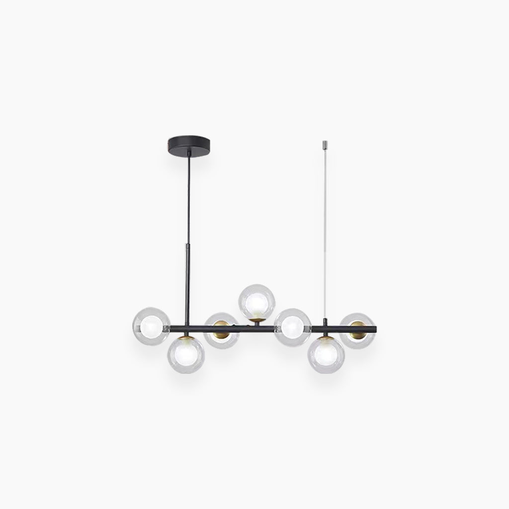 Pendant Chandelier Glass Globe Bubble 7 Light Clear Black