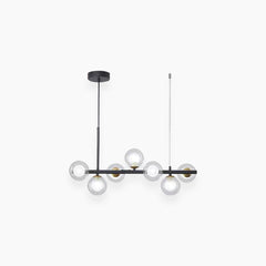 Pendant Chandelier Glass Globe Bubble 7 Light Clear Black