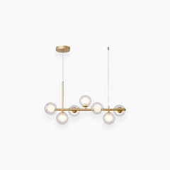 Pendant Chandelier Glass Globe Bubble 7 Light Clear Gold