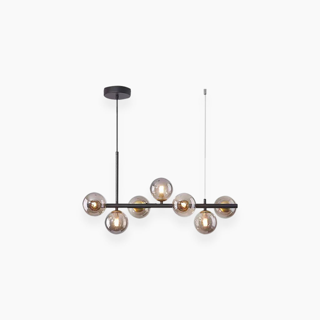 Pendant Chandelier Glass Globe Bubble 7 Light Smokey Grey Black