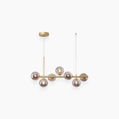 Pendant Chandelier Glass Globe Bubble 7 Light Smokey Grey Gold