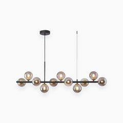 Pendant Chandelier Glass Globe Bubble 7 Light Smoky Grey Black