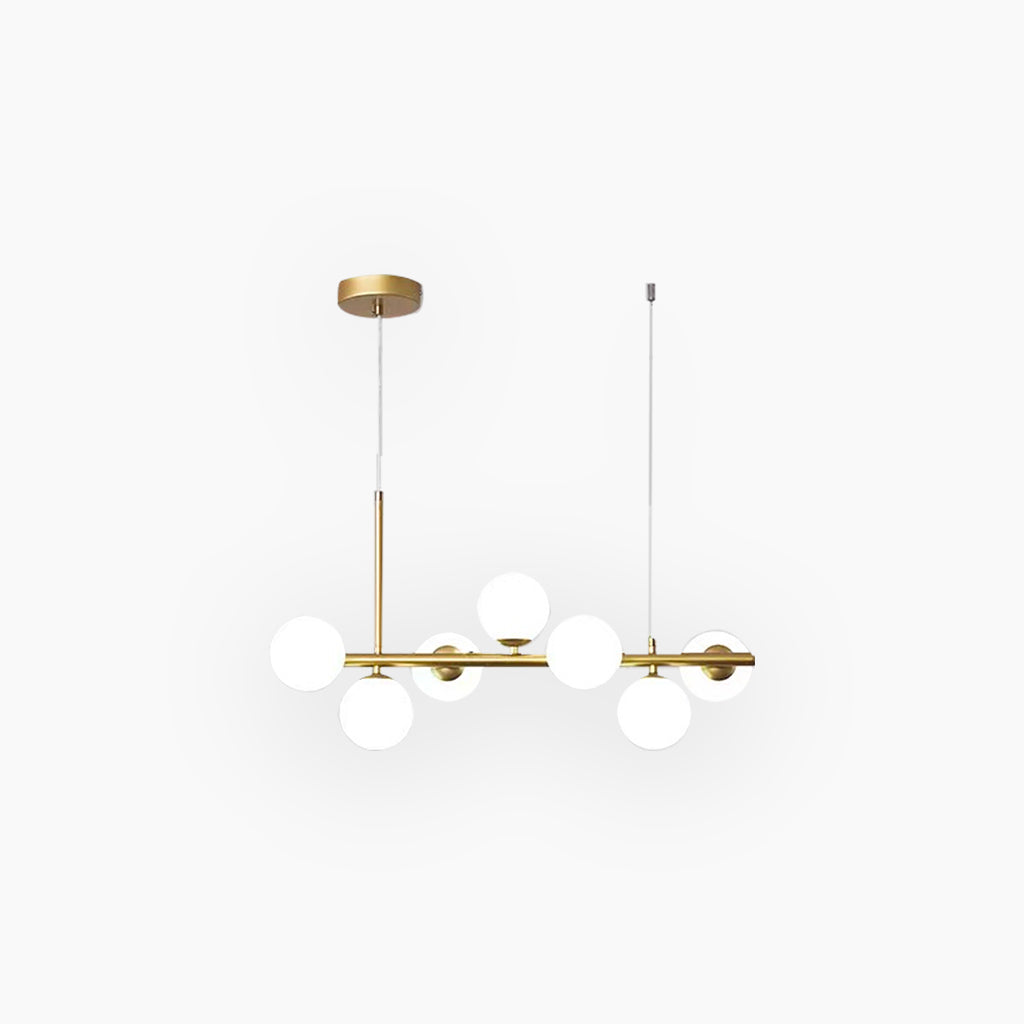 Pendant Chandelier Glass Globe Bubble 7 Light White Gold