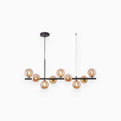 Pendant Chandelier Glass Globe Bubble 9 Light Amber Black