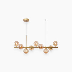 Pendant Chandelier Glass Globe Bubble 9 Light Amber Gold
