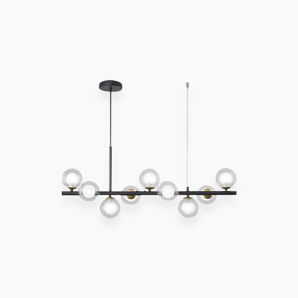 Pendant Chandelier Glass Globe Bubble 9 Light Clear Black