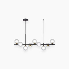 Pendant Chandelier Glass Globe Bubble 9 Light Clear Black