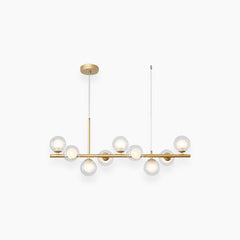 Pendant Chandelier Glass Globe Bubble 9 Light Clear Gold