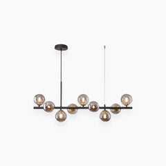 Pendant Chandelier Glass Globe Bubble 9 Light Smoky Grey Black