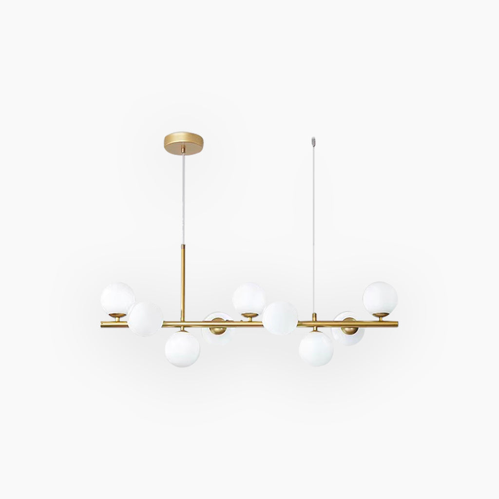Pendant Chandelier Glass Globe Bubble 9 Light White Gold