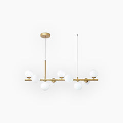 Pendant Chandelier Glass Globe Bubble 9 Light White Gold