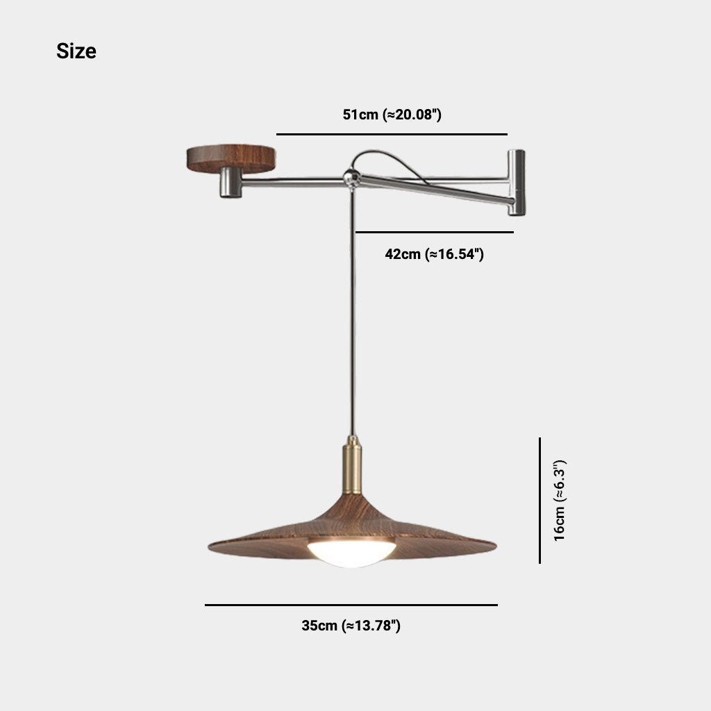 Pendant Light Adjustable Swing Arm Flying Saucer LED Size