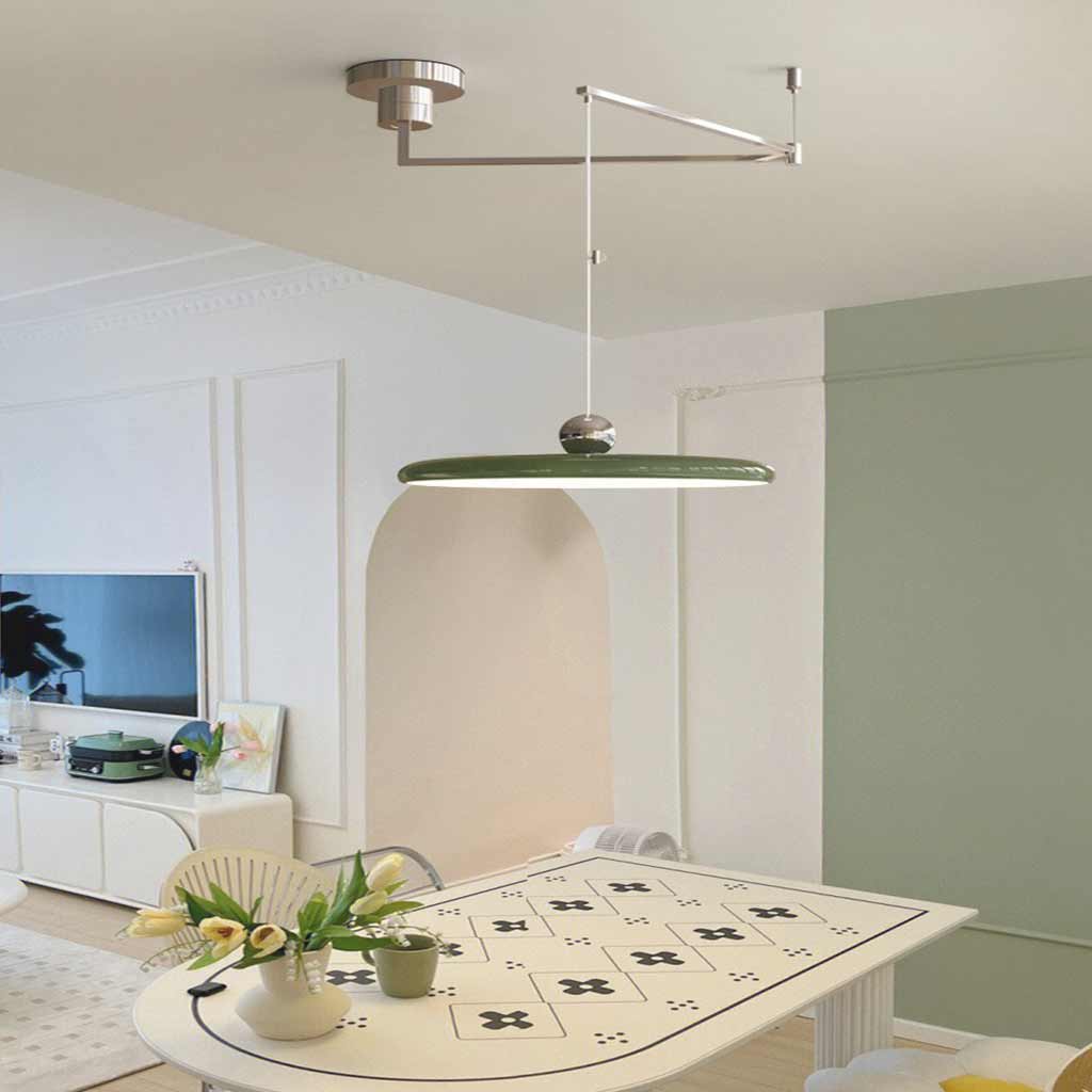 Pendant Light Adjustable Swing Arm UFO Green Dining Table