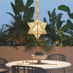 Pendant Light Art Deco Brass Crystal Star Multi Color Dining Room
