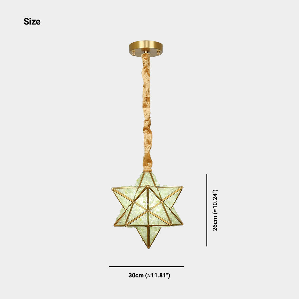 Pendant Light Art Deco Brass Crystal Star Multi Color Size