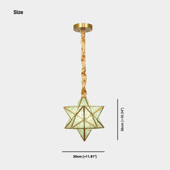 Pendant Light Art Deco Brass Crystal Star Multi Color Size