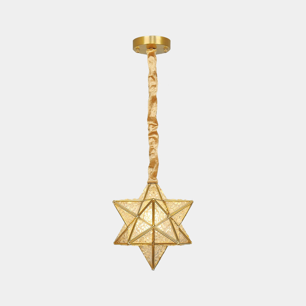 PendantLight Art Deco Brass Crystal Star Multi Color
