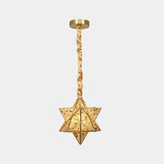 Pendant Light Art Deco Brass Crystal Star