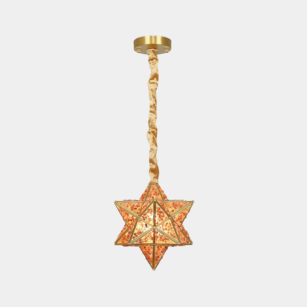 Pendant Light Art Deco Brass Star Multi Color