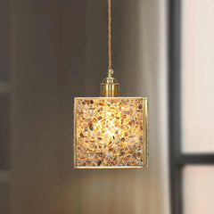 Pendant Light Brass Crystal Square Cube Corner