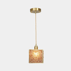 Pendant Light Brass Crystal Square Cube Red