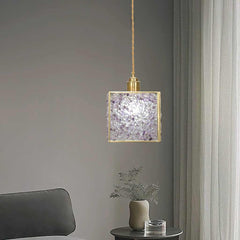 Pendant Light Brass Crystal Square Cube Rest Room