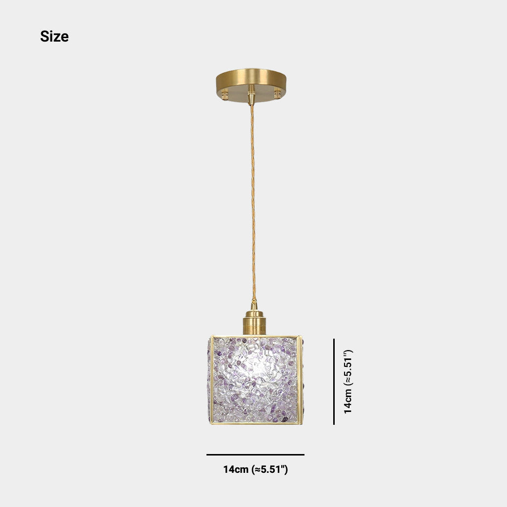 Pendant Light Brass Crystal Square Cube Size