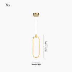 Pendant Light Brass Gold LED One Oval Size
