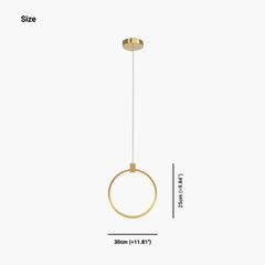Pendant Light Brass Gold LED One Ring Size