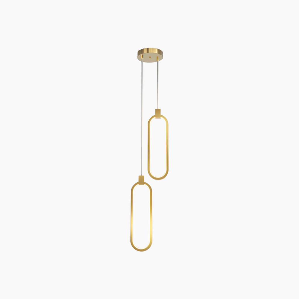 Pendant Light Brass Gold LED Two Ovals