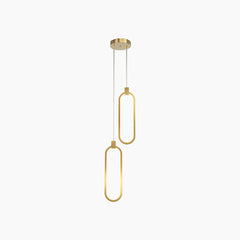 Pendant Light Brass Gold LED Two Ovals