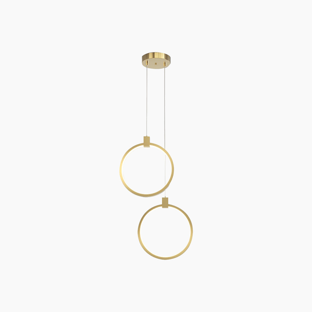 Pendant Light Brass Gold LED Two Rings