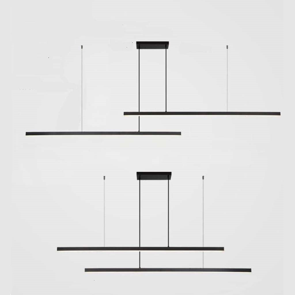 Pendant Light Brass Linear Dimmable LED Black Double