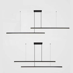 Pendant Light Brass Linear Dimmable LED Black Double